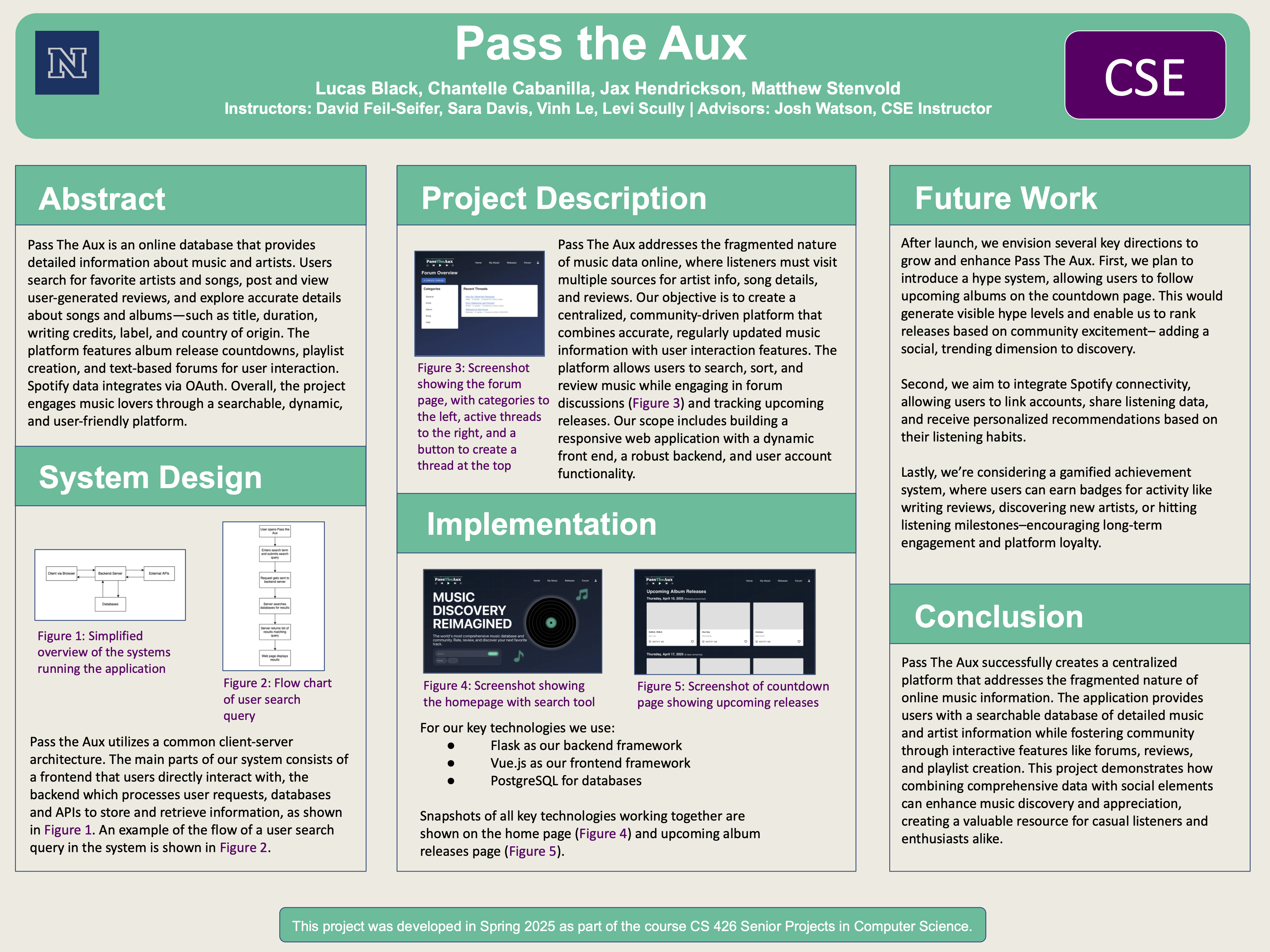 The project poster split into six sections